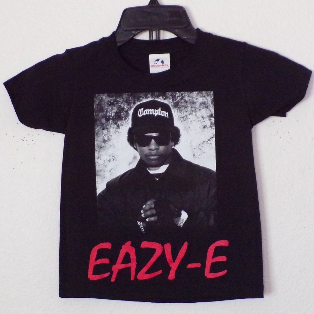 New "Eazy-E With Red Letters" Youth Silkscreen T-Shirt. Available in XS–XL.